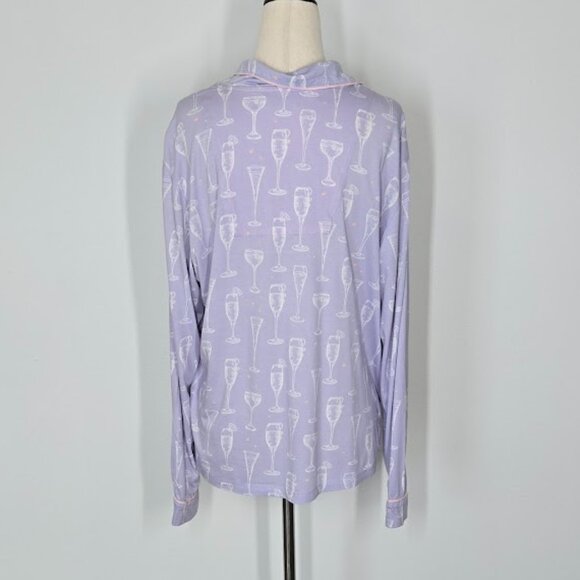 PJ SALVAGE champagne glasses collar top pajamas Sz L - Picture 4 of 8
